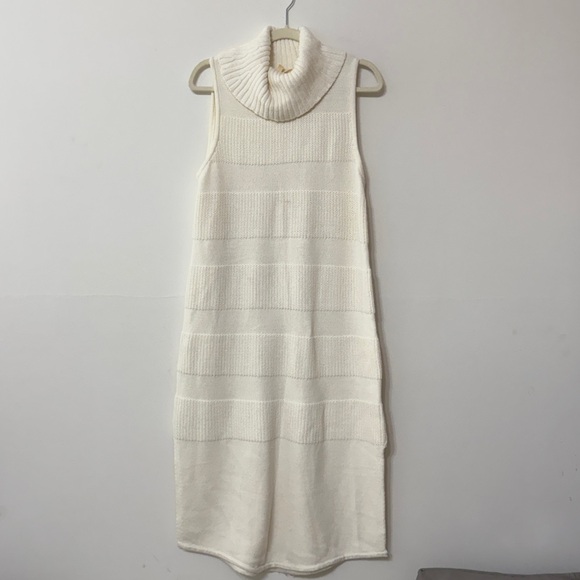 ANTHROPOLOGIE Moth Cream Knit turtleneck long dress wool blend - Picture 6 of 10